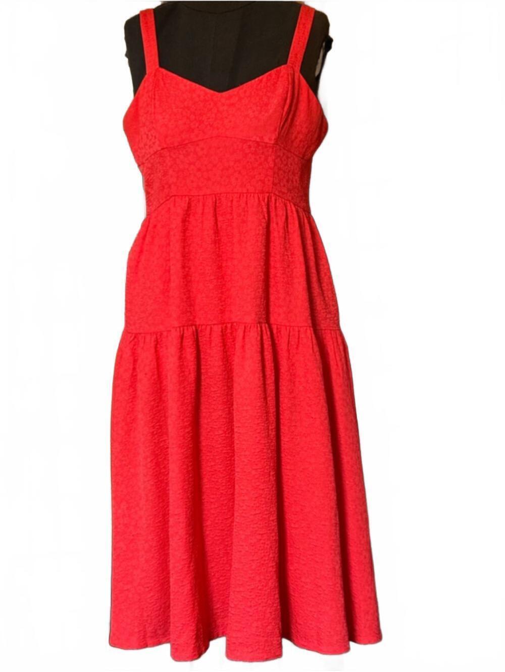 Women's Chelsea28 Red Textured Tiered Midi Dress XL